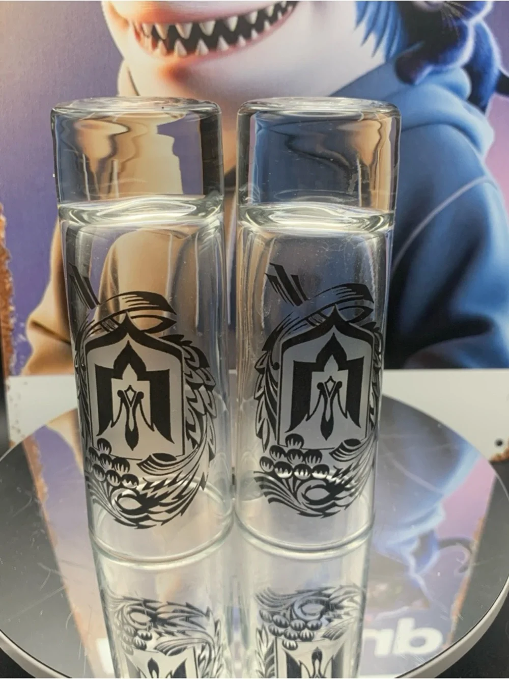 Vintage Ukraine Tryzub Coat of Arms Trident Shot Glass Shotglass Lot of 2
